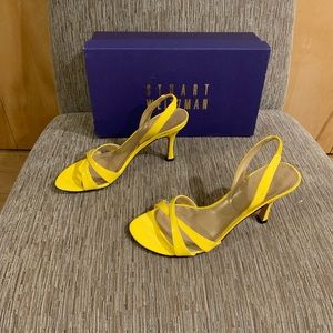 Vintage Stuart Weitzman Delovely Yelqua yellow open toe sling back heels 7
